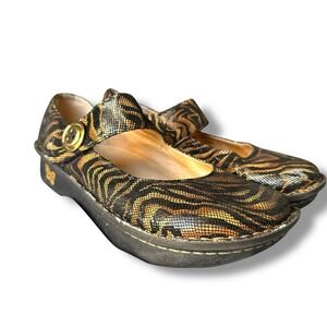 Alegria Paloma Mary Jane Leather Comfort Shoes 40EU / 9 US Brown Zebra